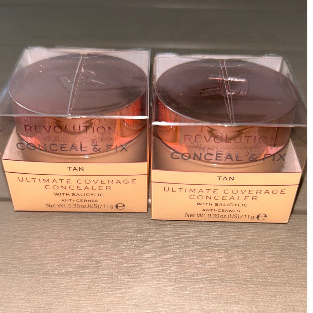 Revolution Conceal & Fix Ultimate Coverage Concealer w/ Salicylic Acid- TAN - X2
